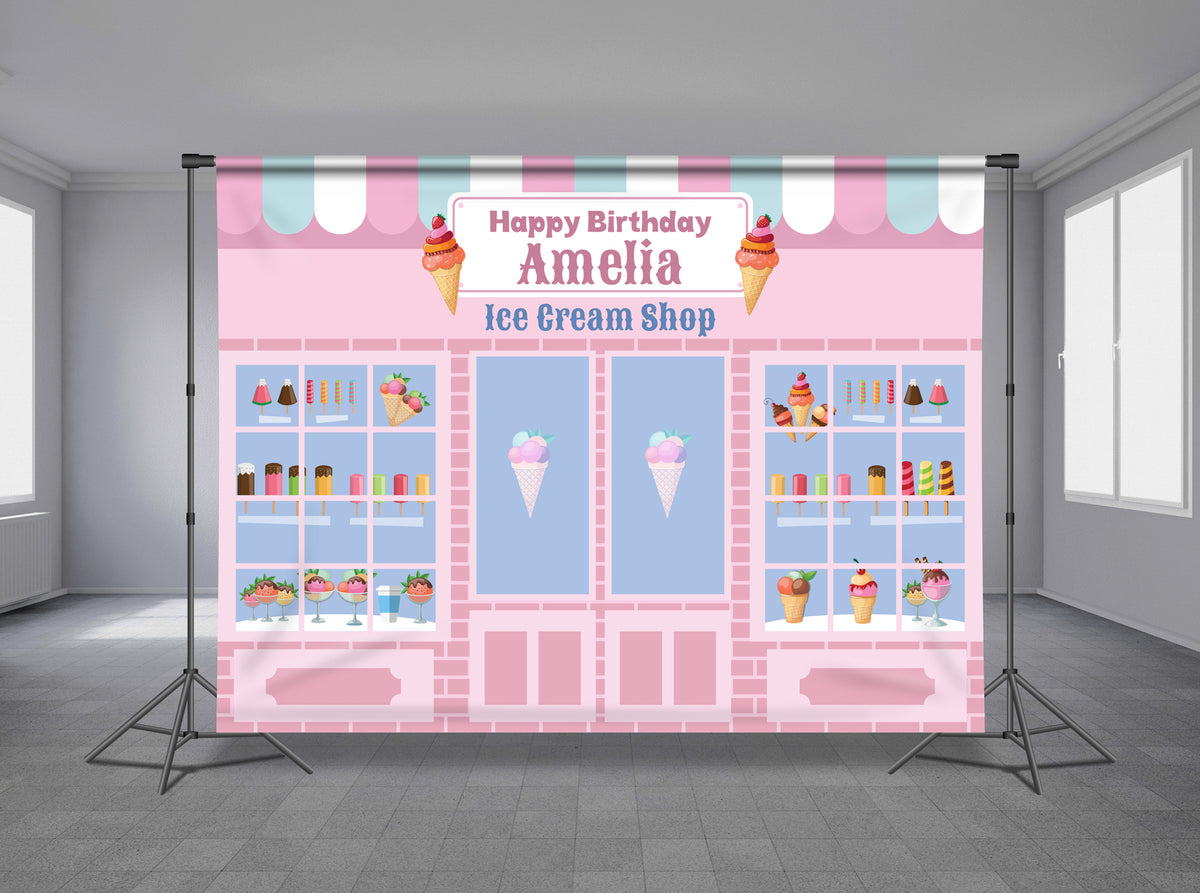 Ice Cream Scoop Personalized Event Backdrop BBC-1284 – Decovivid