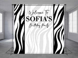 Black White Zebra Personalized Event Backdrop MIX-1278