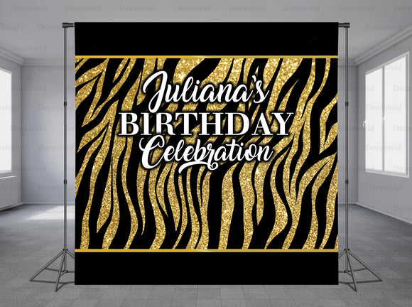 Gold Zebra Personalized Event Backdrop MIX-1276