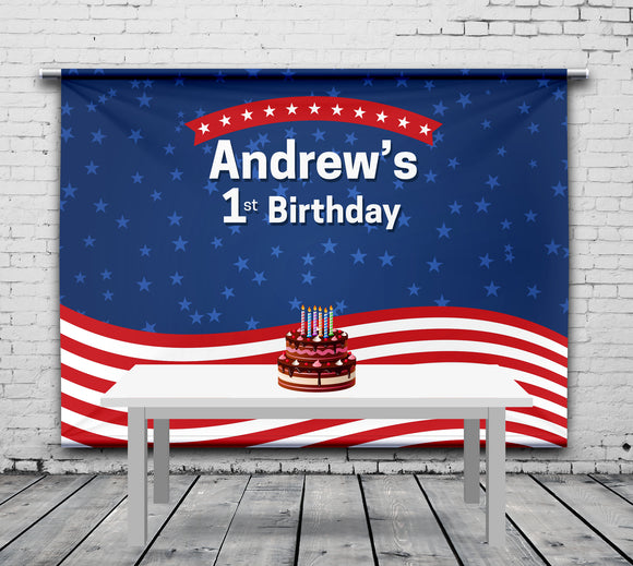 American Flag Colors Personalized Event Backdrop MIX-1001