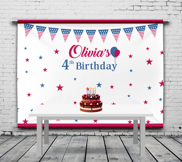 American Flag Colors Personalized Event Backdrop MIX-1003