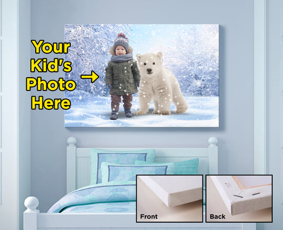 Baby Polar Bear Personalized Mounted Canvas MC-1003