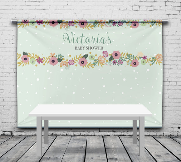 Flower Design Personalized Event Backdrop FLW-1002