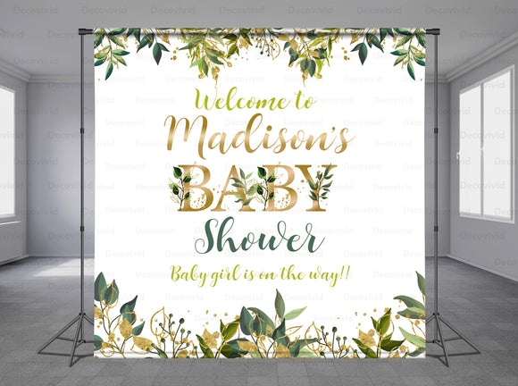 Floral Baby Shower Personalized Event Backdrop MIX-1265