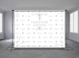 Silver Cross Baptism Personalized Event Backdrop RLG-1006