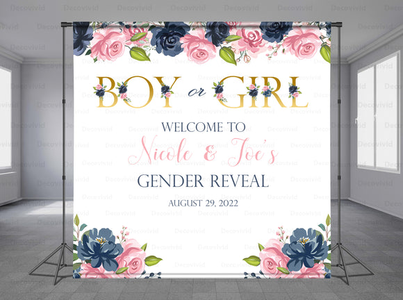 Flower Gender Personalized Event Backdrop MIX-1266