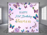 Gold Lavender Butterfly Personalized Event Backdrop MIX-1272