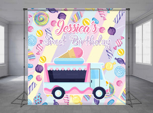 Candy And Lollipop Personalized Event Backdrop BBC-1281