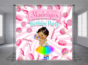 Rainbow Princess Candy Personalized Event Backdrop BBC-1284