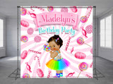 Rainbow Princess Candy Personalized Event Backdrop BBC-1284