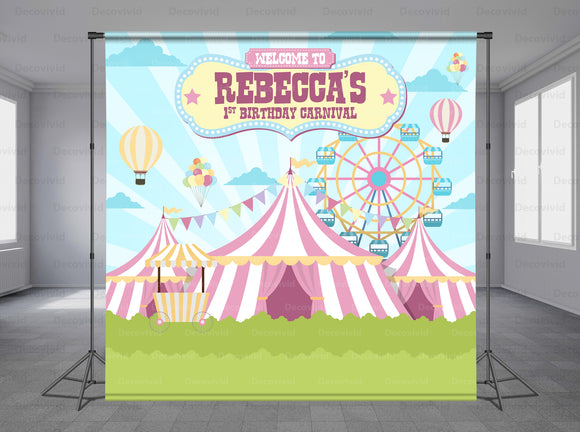 Carnival Theme Personalized Event Backdrop MIX-1227