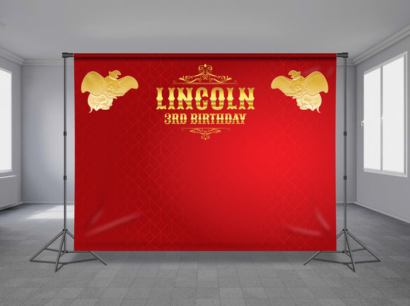 Gold Dumbo Personalized Event Backdrop BBC-1089