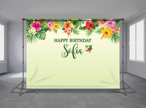 Hawaiian Flowers Personalized Event Backdrop FLW-1006