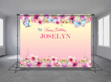 Butterfly & Flowers Personalized Event Backdrop FLW-1008