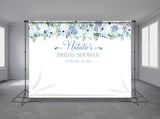 Blue & Green Flowers Personalized Event Backdrop FLW-1010