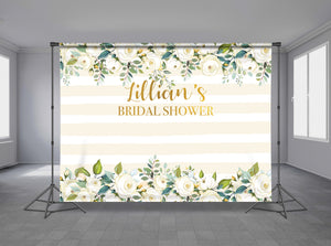 Rustic Floral Personalized Event Backdrop FLW-1014