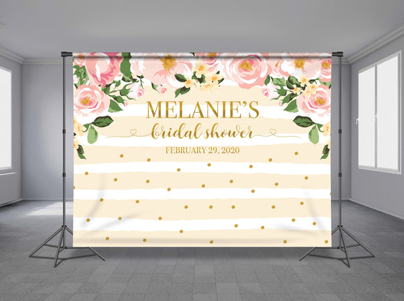 Luxury Flower Personalized Event Backdrop FLW-1025