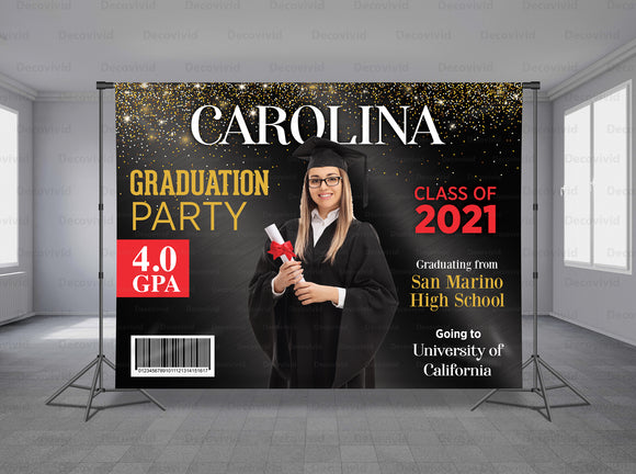 Graduations Magazine Personalized Event Backdrop GRD-1047