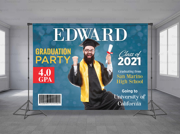 Graduations Magazine Personalized Event Backdrop GRD-1048