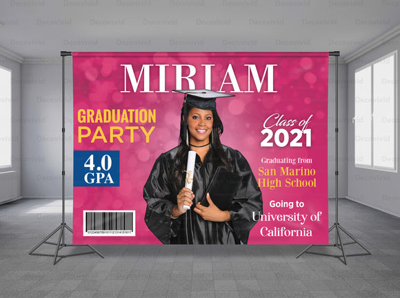 Graduations Magazine Personalized Event Backdrop GRD-1049