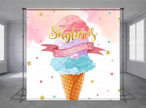 Ice Cream Scoop Personalized Event Backdrop BBC-1284