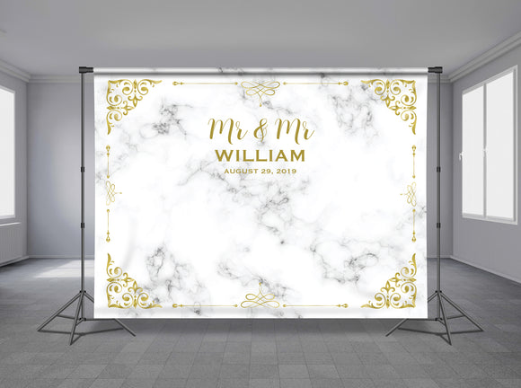 Luxury Marbel Personalized Event Backdrop FLW-1035