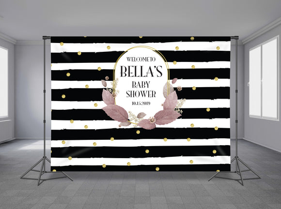 Luxury Stripes Personalized Event Backdrop FLW-1036