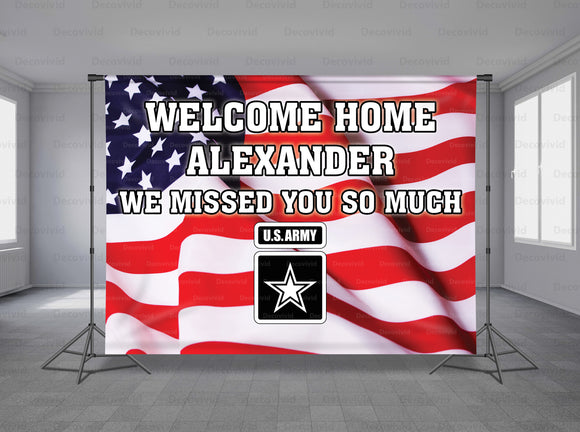 U.S. Army Welcome Home Personalized Event Backdrop MIX-1208