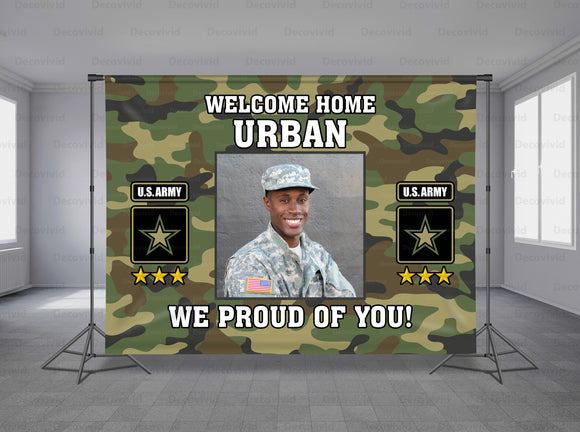 U.S. Army Welcome Home Personalized Event Backdrop MIX-1211