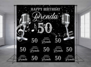 Vintage Microphone Personalized Event Backdrop MIX-1268