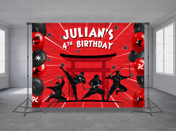 Japanese Ninja Birthday Personalized Event Backdrop MIX-1216