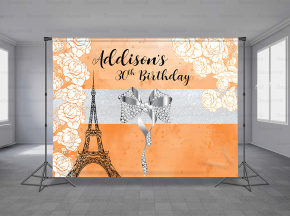 Paris Love Story Personalized Event Backdrop MIX-1219