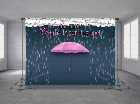 Rain Birthday Personalized Event Backdrop MIX-1220