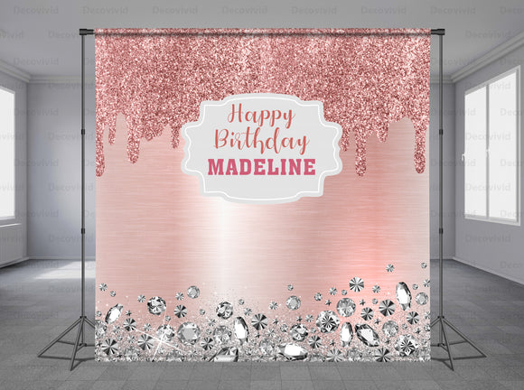 Diamond Birthday Personalized Event Backdrop MIX-1269