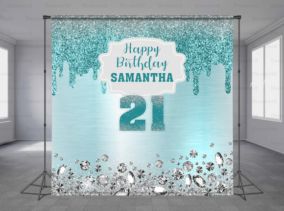 Diamond Birthday Personalized Event Backdrop MIX-1270