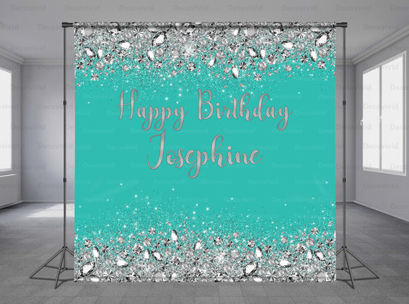 Diamond Birthday Personalized Event Backdrop MIX-1271