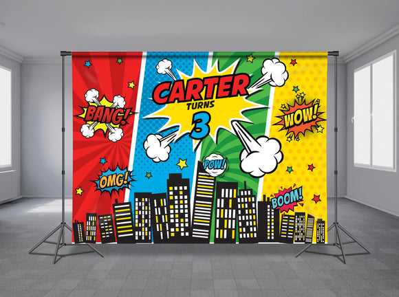 Superhero Personalized Event Backdrop BBC-1237