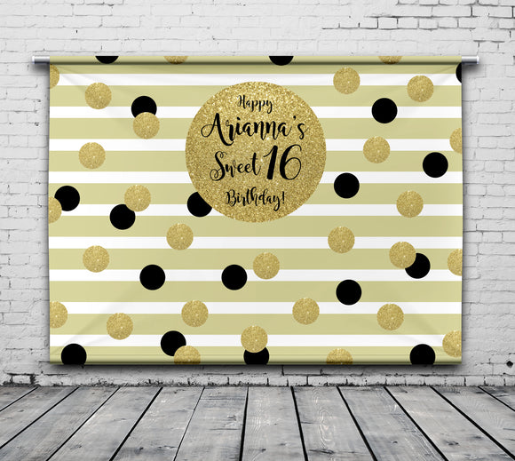 Sweet 16 Personalized Event Backdrop FLW-1040