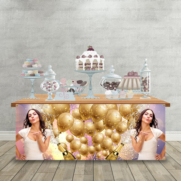 Gold Champagne Table Front Personalized Table Front Banner TFR-1004