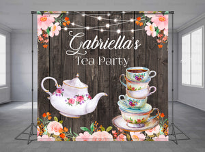 Tea Pot Personalized Event Backdrop MIX-1263