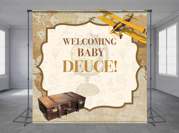 Vintage Travel Personalized Event Backdrop MIX-1232