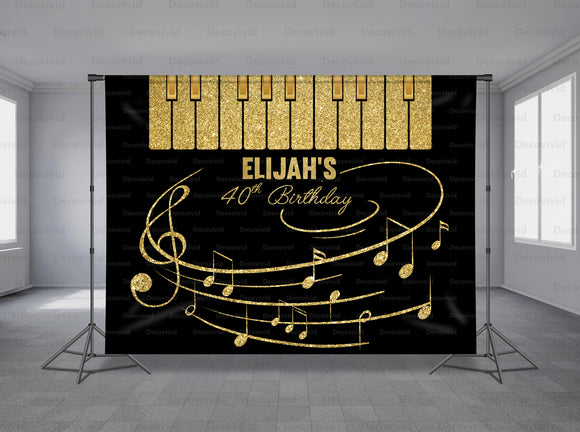 Musical Birthday Personalized Event Backdrop MIX-1214