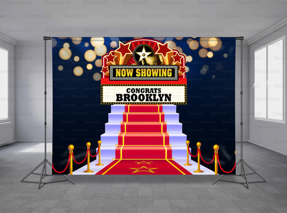 Red Carpet And Stage Personalized Event Backdrop MIX-1221